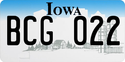 IA license plate BCG022