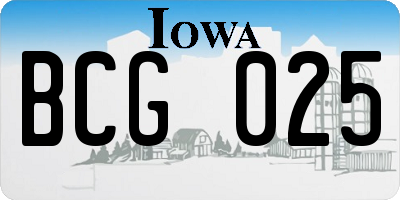IA license plate BCG025