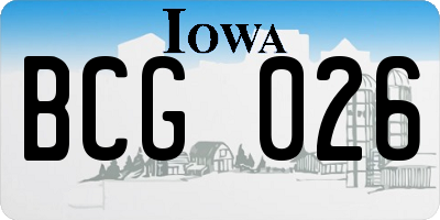 IA license plate BCG026
