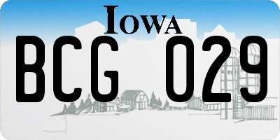 IA license plate BCG029