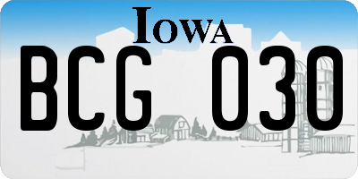 IA license plate BCG030