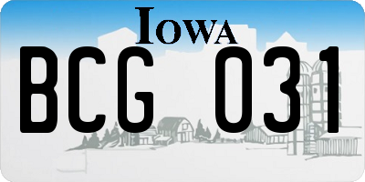 IA license plate BCG031