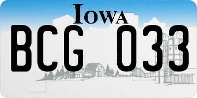 IA license plate BCG033