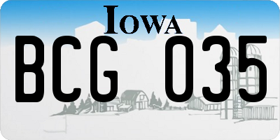 IA license plate BCG035