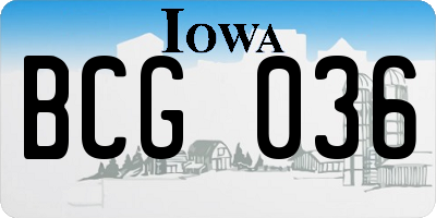 IA license plate BCG036