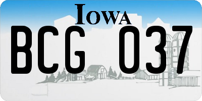 IA license plate BCG037