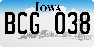IA license plate BCG038