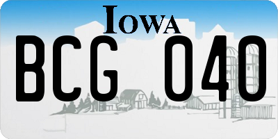 IA license plate BCG040