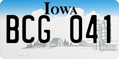IA license plate BCG041