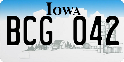 IA license plate BCG042