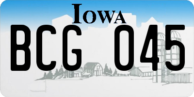 IA license plate BCG045