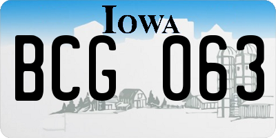 IA license plate BCG063