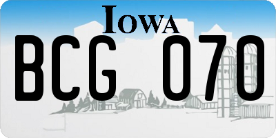 IA license plate BCG070