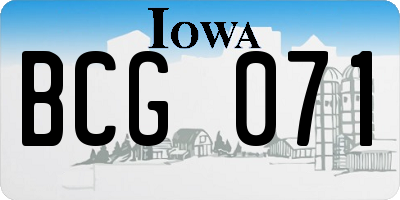 IA license plate BCG071