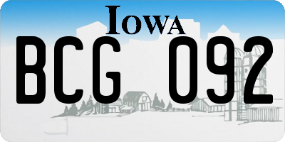 IA license plate BCG092