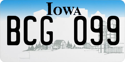 IA license plate BCG099
