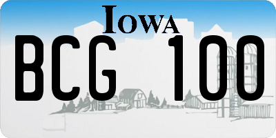 IA license plate BCG100