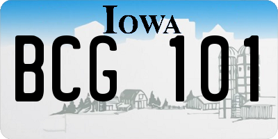 IA license plate BCG101