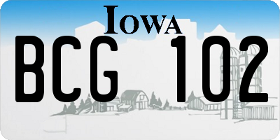 IA license plate BCG102