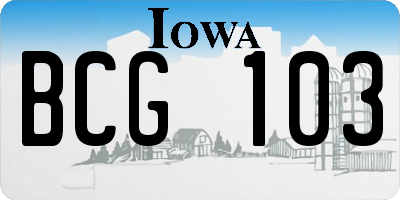 IA license plate BCG103