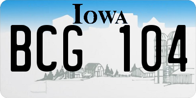 IA license plate BCG104