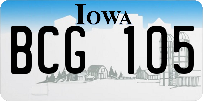 IA license plate BCG105