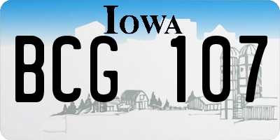 IA license plate BCG107