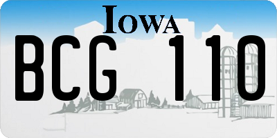 IA license plate BCG110