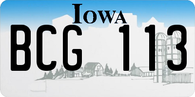 IA license plate BCG113
