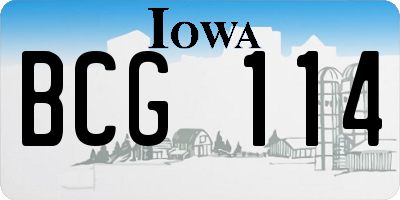 IA license plate BCG114
