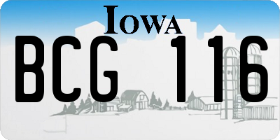 IA license plate BCG116