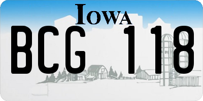 IA license plate BCG118