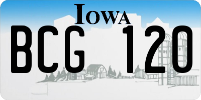 IA license plate BCG120