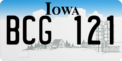 IA license plate BCG121