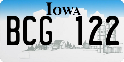 IA license plate BCG122