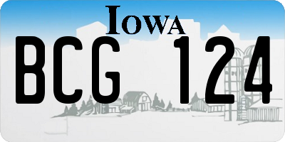 IA license plate BCG124