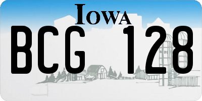 IA license plate BCG128