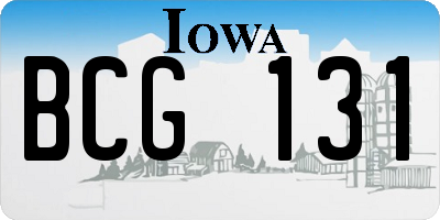 IA license plate BCG131