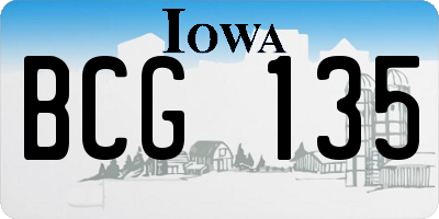 IA license plate BCG135