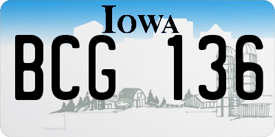 IA license plate BCG136