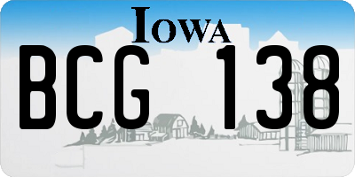 IA license plate BCG138