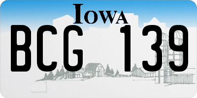 IA license plate BCG139
