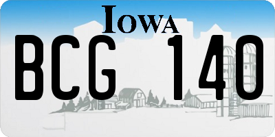 IA license plate BCG140