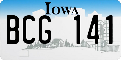IA license plate BCG141