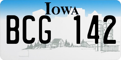 IA license plate BCG142