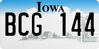 IA license plate BCG144