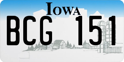 IA license plate BCG151