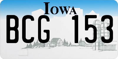 IA license plate BCG153