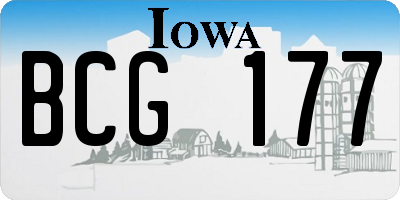 IA license plate BCG177