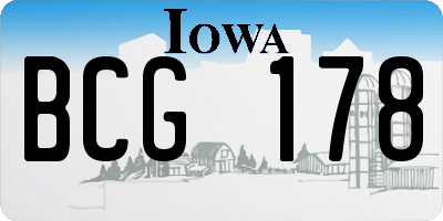 IA license plate BCG178